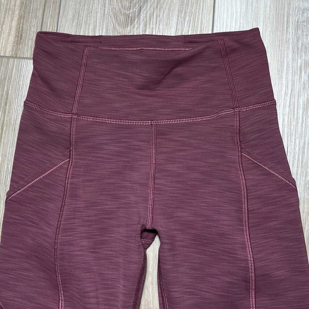 Lululemon Heathered Mulled Wine Invigorate High-Rise Leggings - Size 0